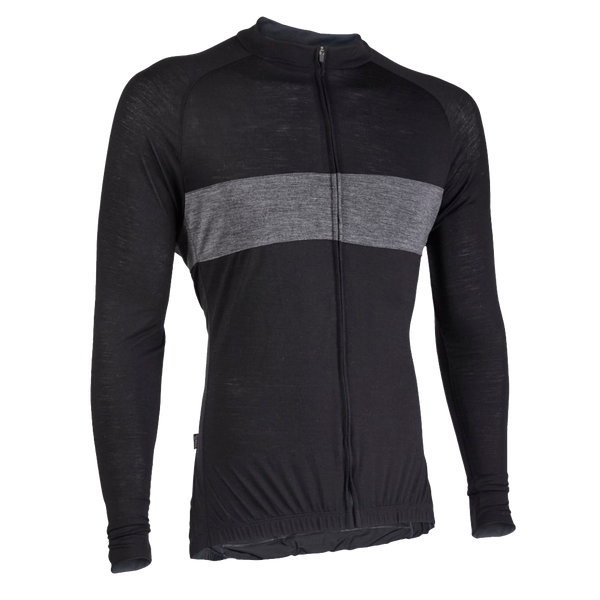 Midnight Black/Gray Merino Wool Jersey - Long Sleeve
