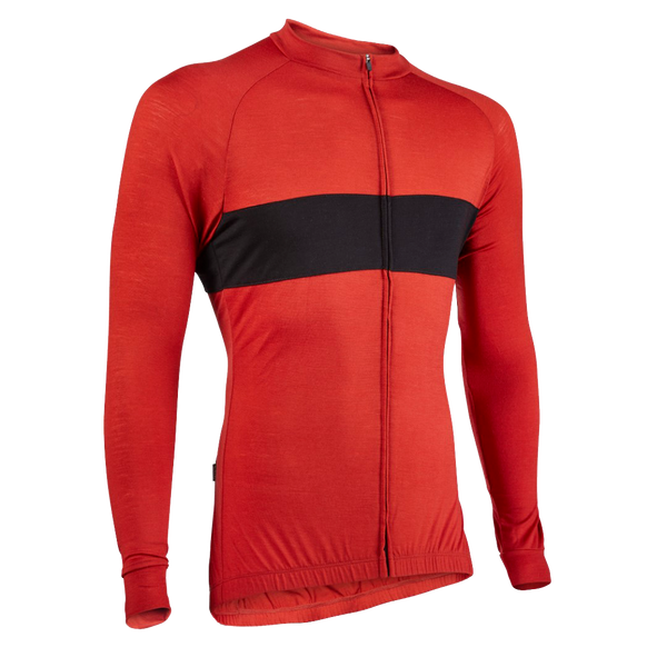 Flare Red/Black Merino Wool Jersey - Long Sleeve