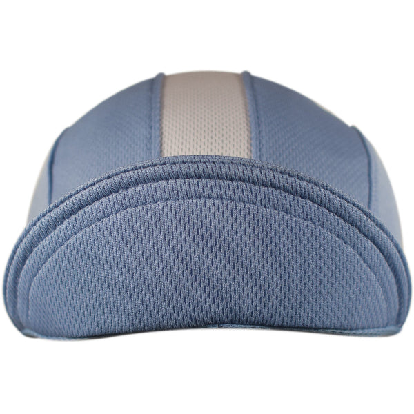 Columbia Blue/White Stripe Technical 3-Panel Cap. Brim up front view.