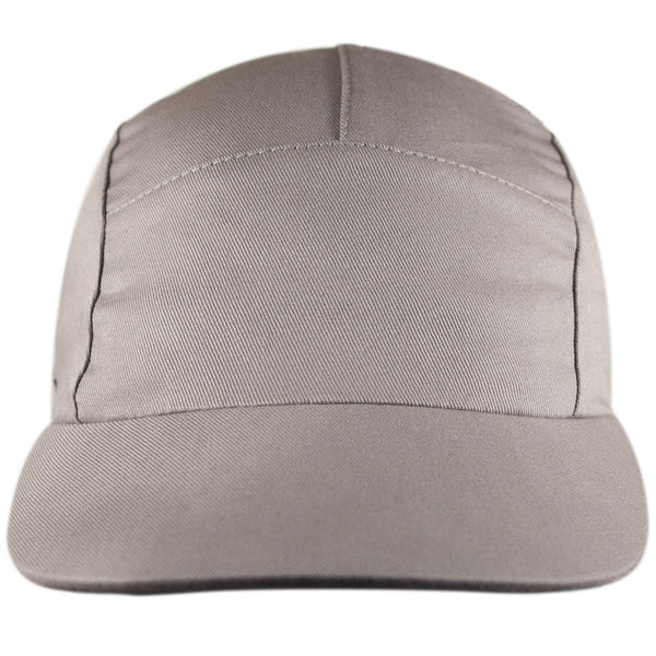 Velo/City Cap - Grey Cotton 5-Panel.  Front view.