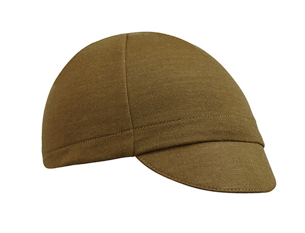 Army Olive Merino Wool Cap Wool 4-Panel.  Angled View.